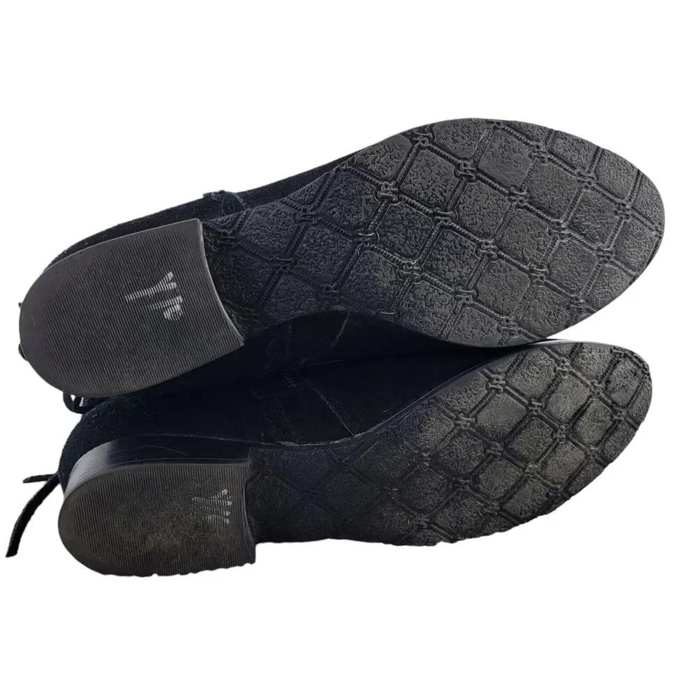 Jack Rogers Charlotte Black Suede Ankle Booties Women's Size 6.5 Bow‎ Detail